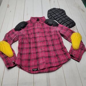 Street & Steel pink plaid flannel armored motorcycle riding jacket moto 2XL